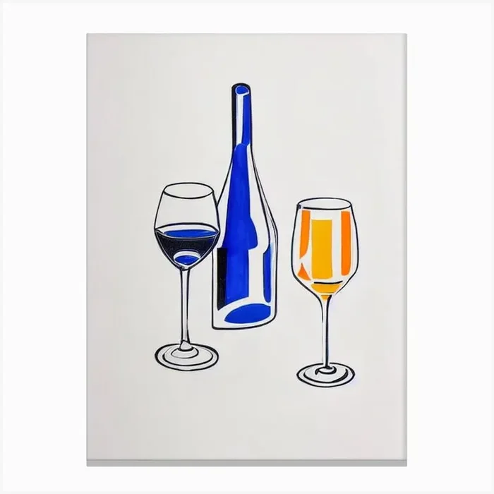Falanghina Picasso Line Drawing Cocktail Poster Canvas Print by The Cocktail Hour