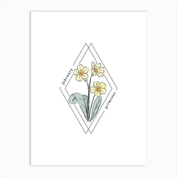 February Primrose Birth Flower Art Print by Jande Summer