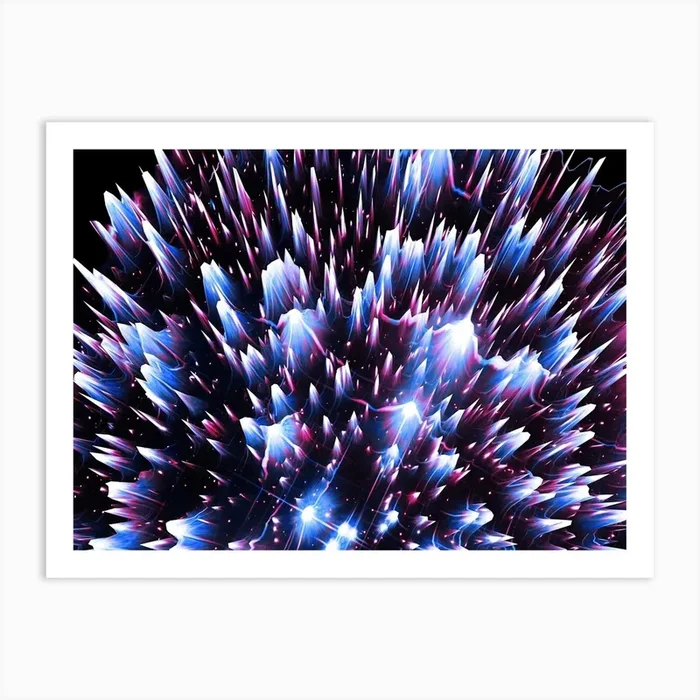 Fireworks In The Sky – space neon poster, synthwave poster Art Print by Synthwave1950