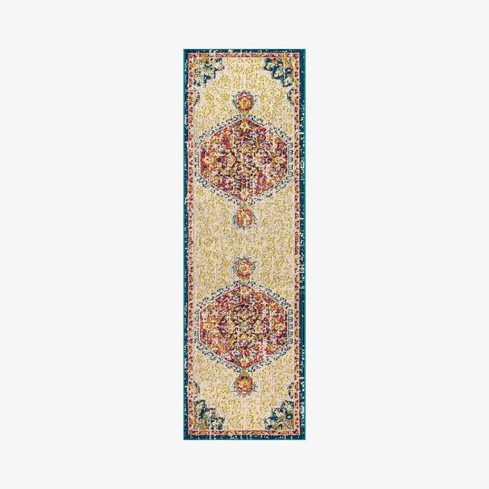 Flair Boho Vintage Medallion Runner Rug – Cream / Orange by JONATHAN Y