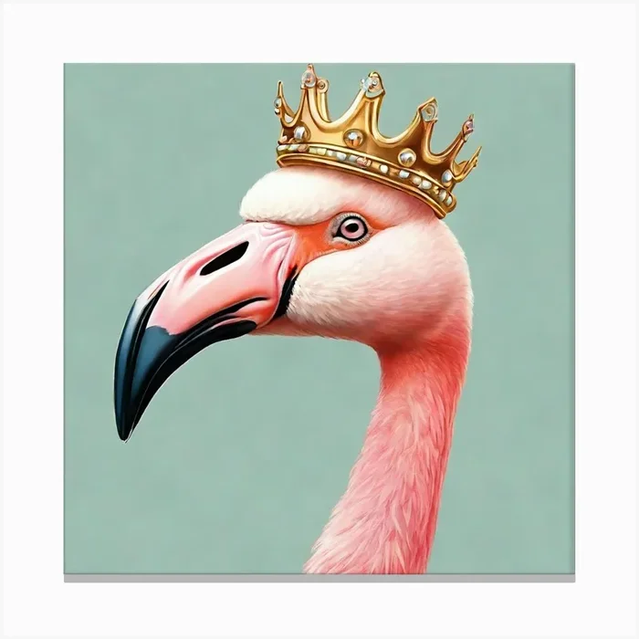 Flamingo With Crown Canvas Print by IslaNovella