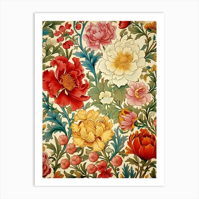 Floral Wallpaper 36 Art PrintS by Shadesigns