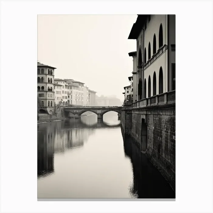 Florence, Italy, Black And White Analogue Photograph 2 Canvas Print by Monochrome Vistas