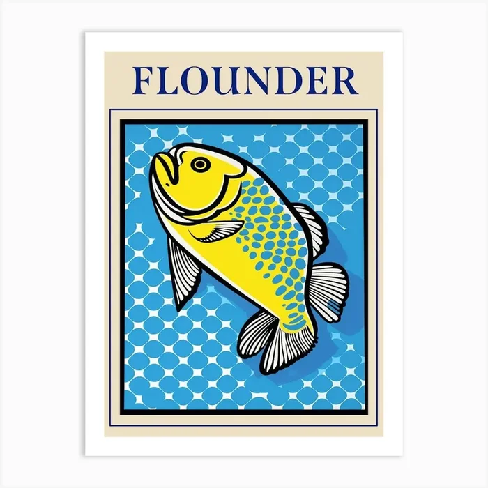 Flounder Seafood Poster Art Print by Artful Appetite