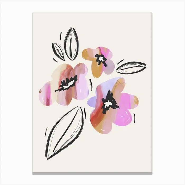 Flower Bouquet 2 Red Pink Canvas Print by Bohomadic Studio