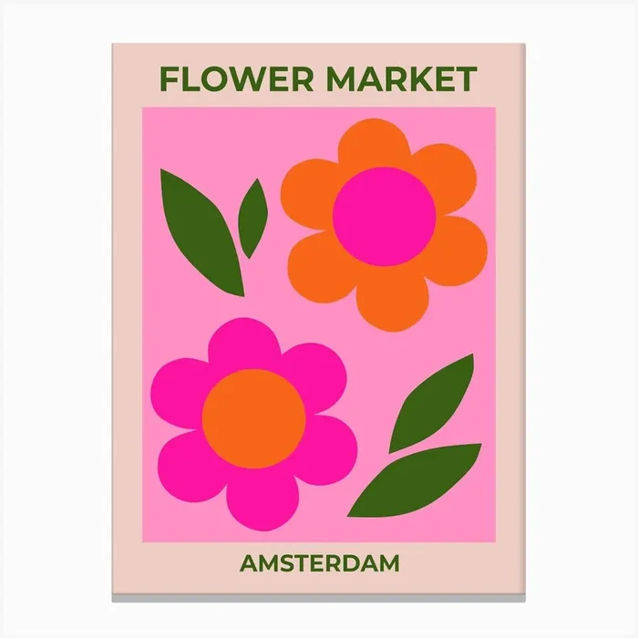 Flower Market Amsterdam | 02 – Pink And Orange Canvas PrintDR by Daily Regina Designs