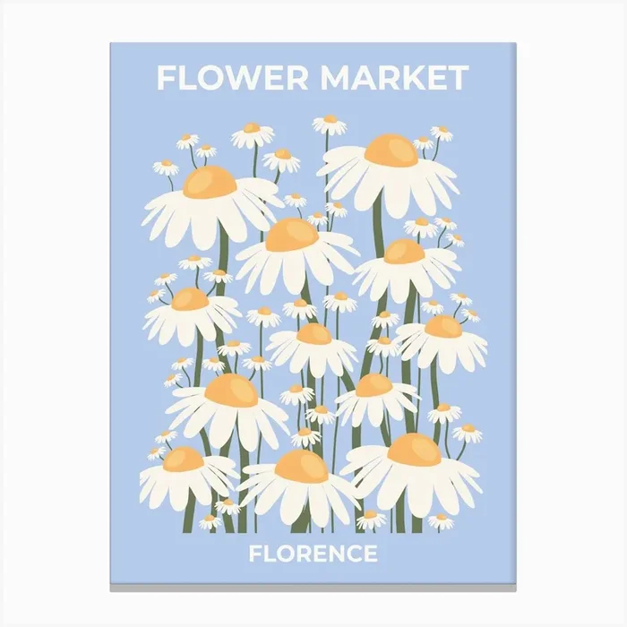 Flower Market Florence Blue Canvas PrintDR by Daily Regina Designs