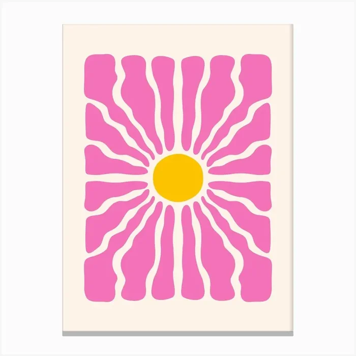 Flower Pink Boho Art Print Canvas Print by Cherry Bomb Art Prints