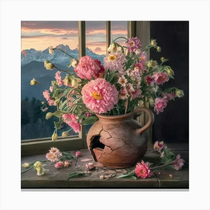 Flowers In A Vase 1 Canvas Print by Fateh Kroini
