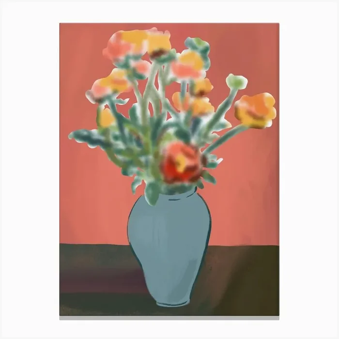 Flowers In A Vase 1 Canvas Print by Little Dean