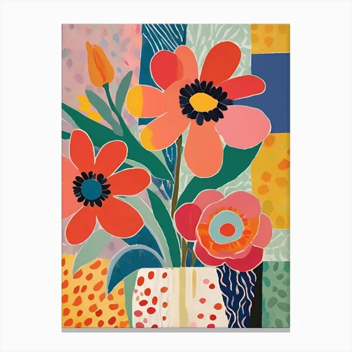 Flowers In A Vase 17 Canvas Print by Henri Matisse Style Prints