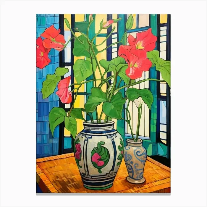 Flowers In A Vase Still Life Painting Bougainvillea 4 Canvas Print by Botanic Studio