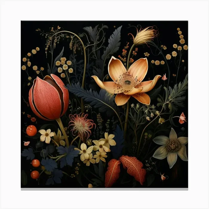 Flowers In The Dark Canvas Print by Amanda Moore