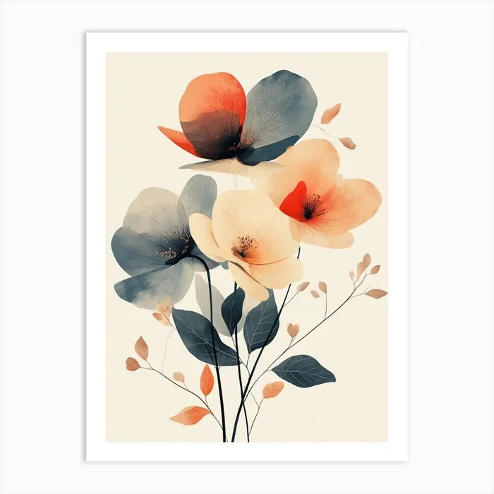Flowers On A White Background 33 Art PrintS by Shadesigns