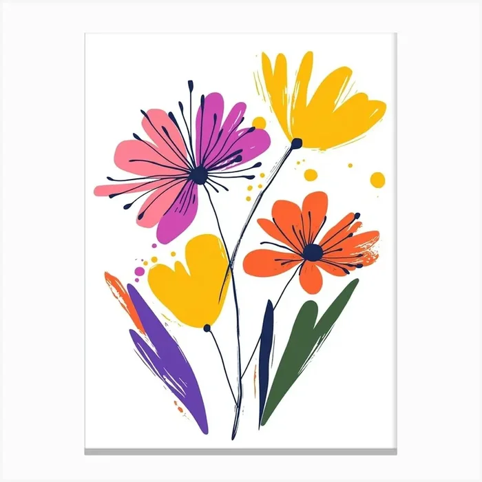 Flowers On White Background 1 Canvas PrintS by Shadesigns