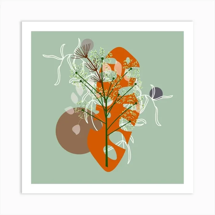 Flowers Plants Tropical Design Art Print by Etnousta