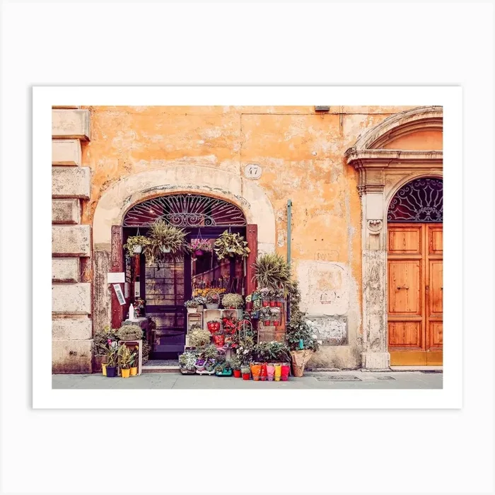 Flowers Shop In Rome Art Print by A Carousel Wandering