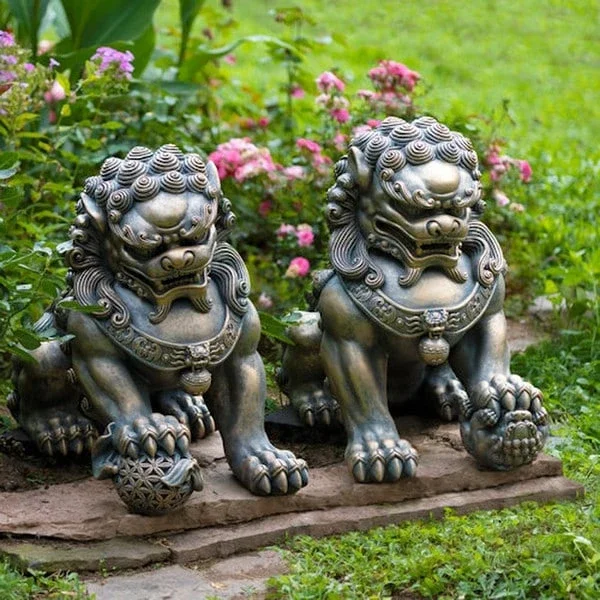 Foo Dogs Imperial Guardian Lions Statues Pair