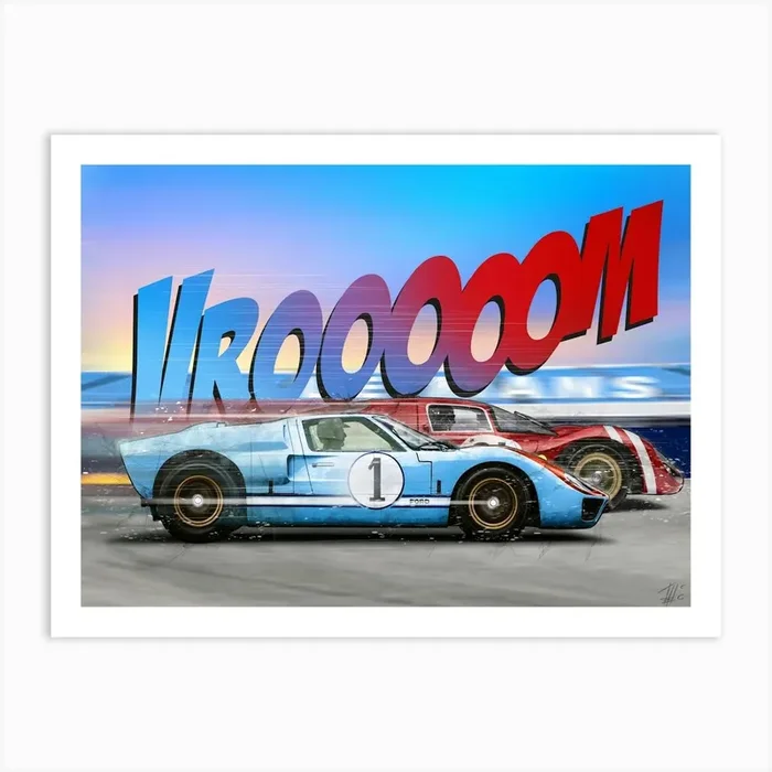 Ford Gt40 Miles vs Ferrari 330 Art Print by Theo’s Picture Factory