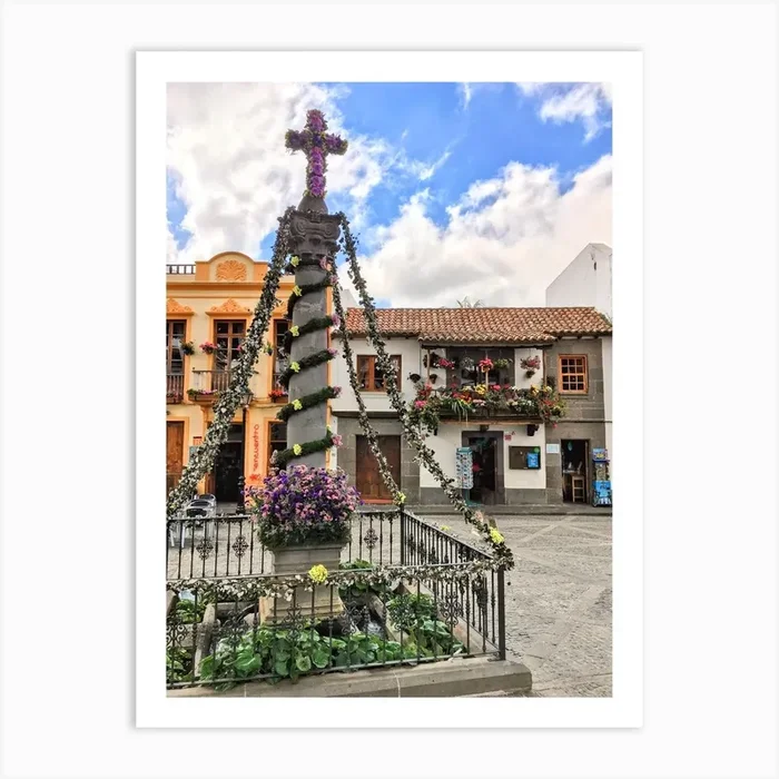 Fountain In Front of the Basilica de la Virgen del Pino Grand Canaria, Canary Islands (Spain Series) Art Print by Artscapes by Silver