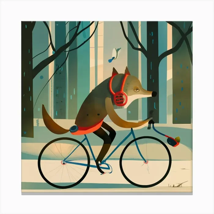 Fox On A Bike 6 Canvas Print by FOX & JAY