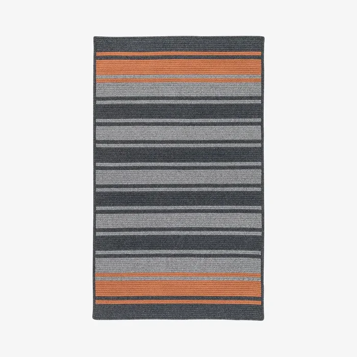 Frazada Stripe Area Rug – Charcoal / Orange by Colonial Mills