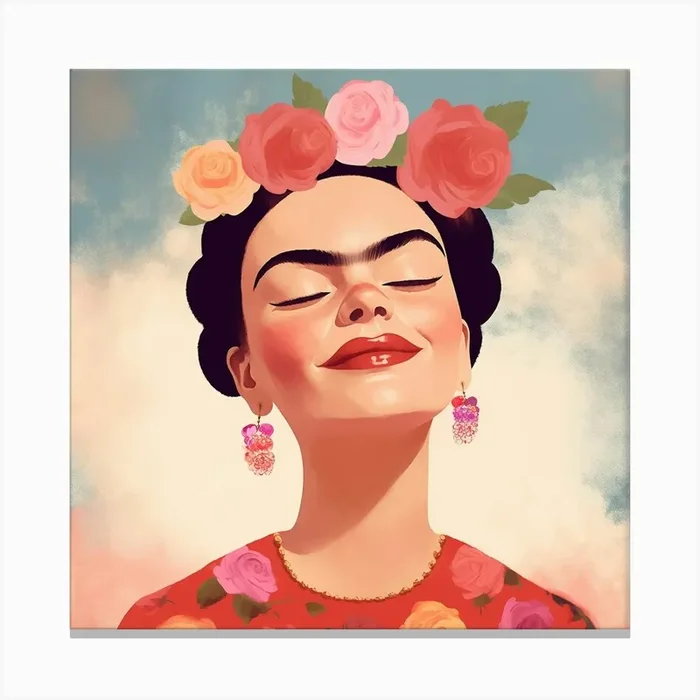 Frida Kahlo bic Smile Canvas Print by Carinaprint