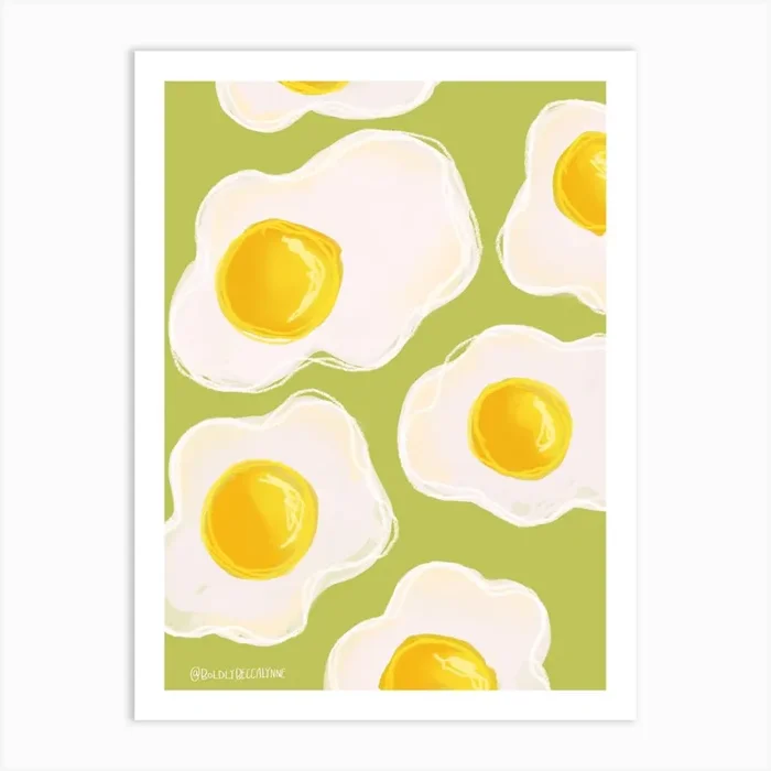 Fried Eggs Green Art Print by Boldly Becca Lynne