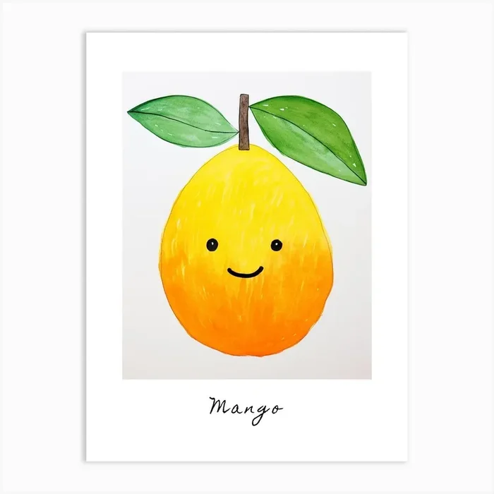 Friendly Kids Mango 1 Poster Art Print by Scribble Studio