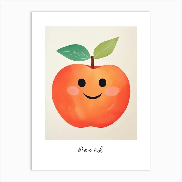 Friendly Kids Peach 3 Poster Art Print by Scribble Studio