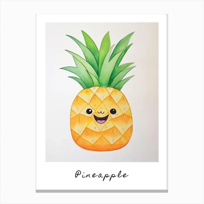 Friendly Kids Pineapple 1 Poster Canvas Print by Scribble Studio