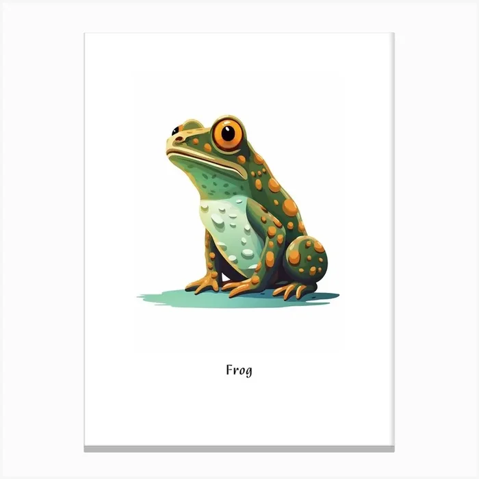 Frog Kids Animal Poster Canvas Print by Scribble Studio