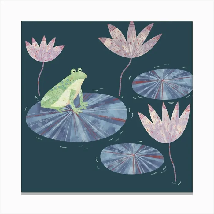 Frog On Lily Pads Canvas PrintNS by Nic Squirrell