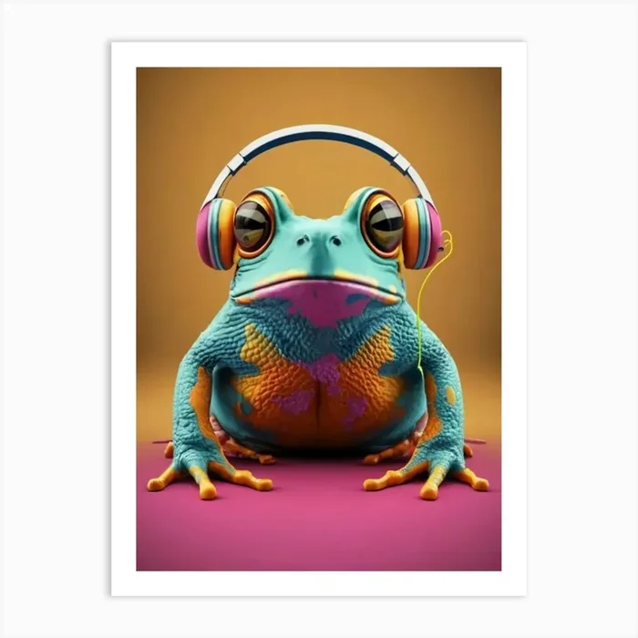 Frog With Headphones 5 Art Print by FOX & JAY