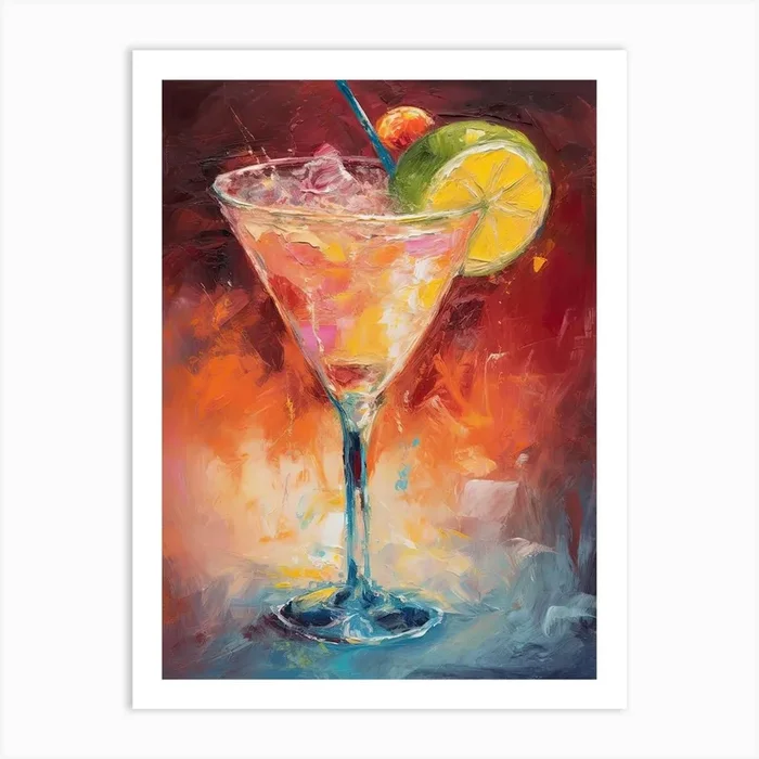 Frozen Margarita Cocktail Oil Painting 2 Art Print by Artful Mixology