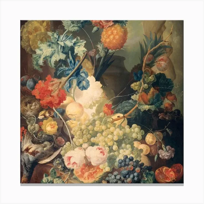 Fruit And Birds In A Vase Canvas PrintS by ShobiArtist
