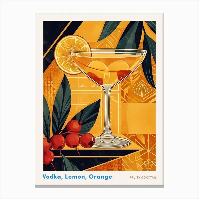Fruity Art Deco Cocktail 3 Poster Canvas Print by Artful Mixology