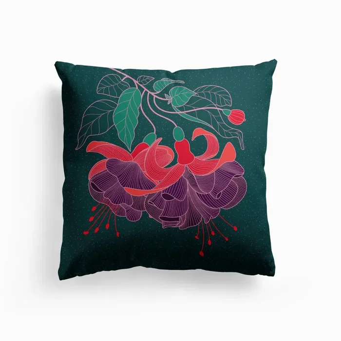 Fuchsia Flower Cushion by Tatiana Voloshyna