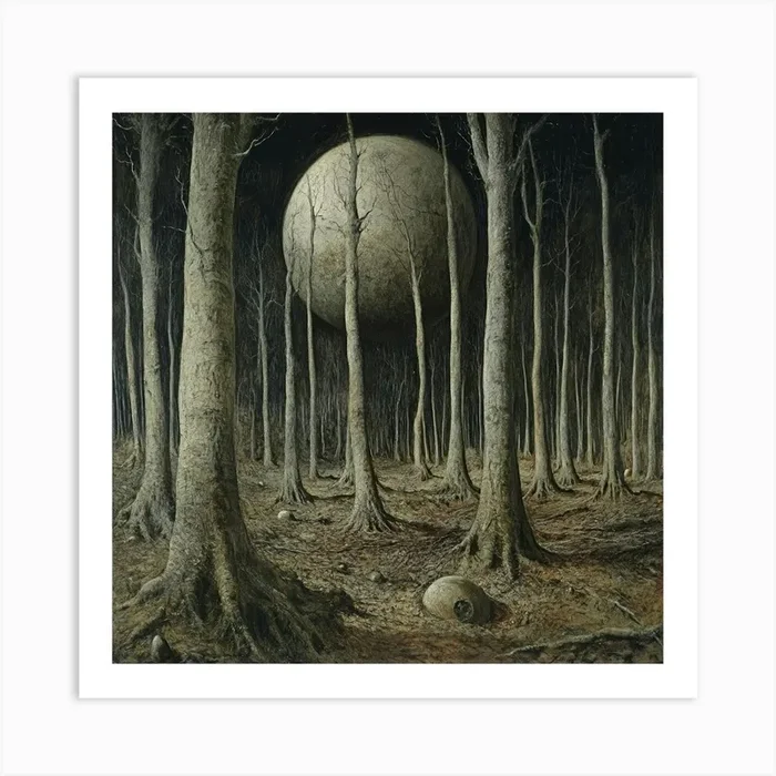 Full Moon In The Woods Art Art PrintS by Saiful