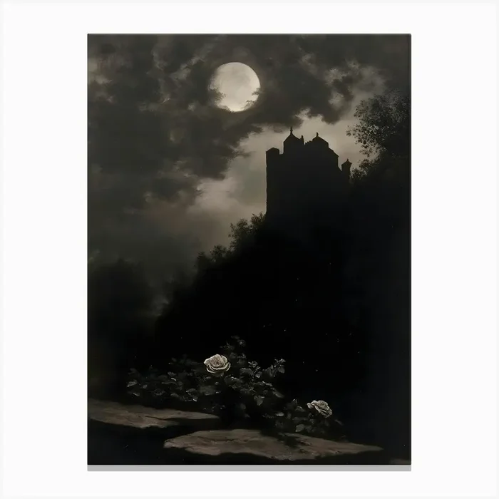 Full Moon Over Castle Canvas PrintA by ArtMart
