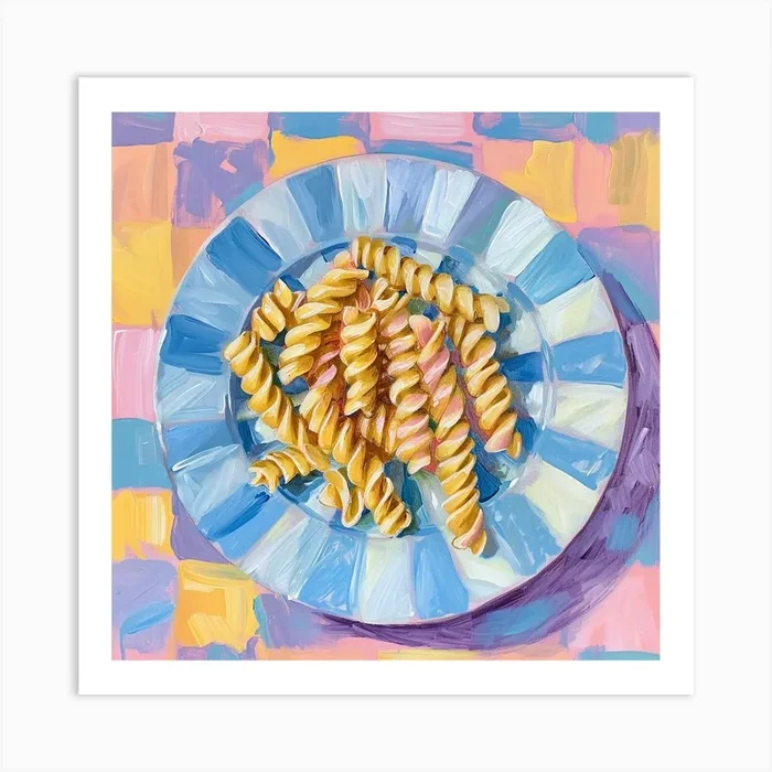 Fusilli Pastel Checkerboard 4 Art Print by Artful Appetite