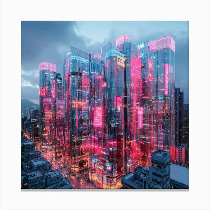 Futuristic Cityscape Art 1 Canvas PrintS by Saiful