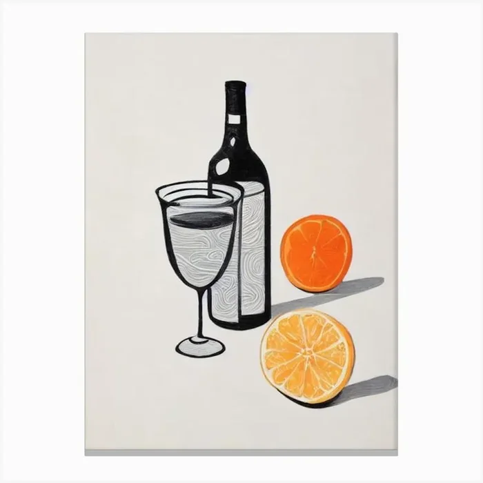 Fuzzy Navel Picasso Line Drawing Cocktail Poster Canvas Print by The Cocktail Hour