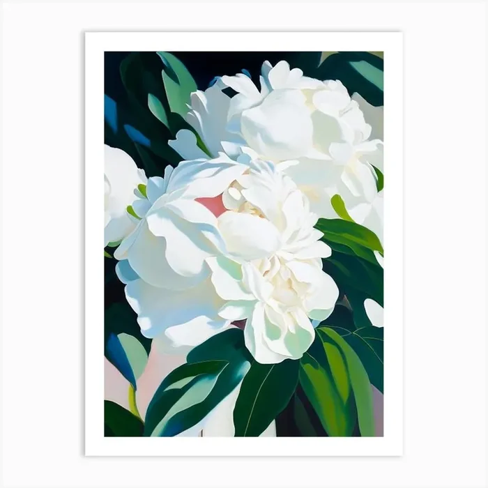 Gardenia Peonies White Colourful 1 Painting Art Print by Petal Peonies
