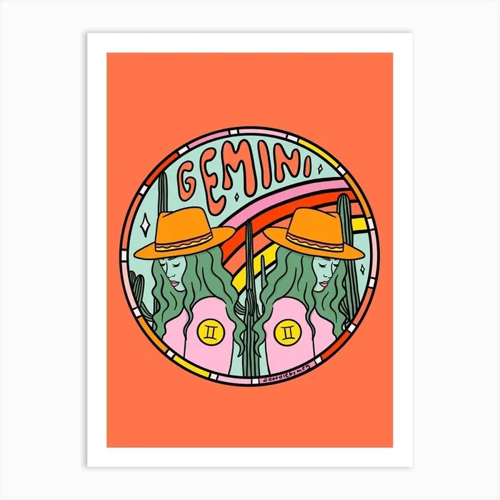 Gemini Cowgirl Art Print by Doodle By Meg