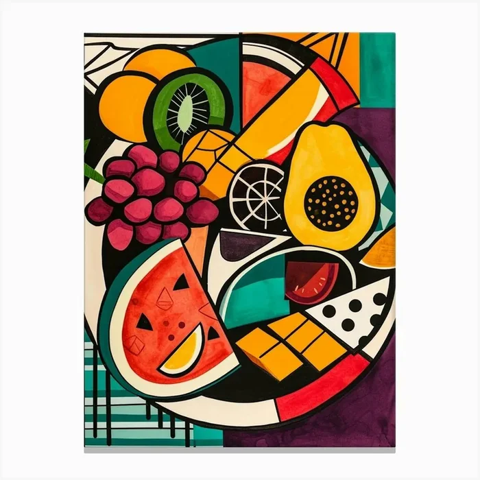 Geometric Abstract Fruit Platter Canvas Print by Artful Appetite