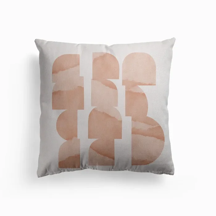 Geometric Beige Objects Canvas Cushion by Forn Studio