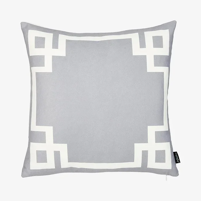 Geometric Square Throw Pillow Cover – Grey / White by MIKE & Co. New York