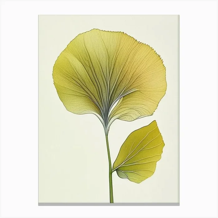 Ginkgo Herb Pencil Colour 2 Canvas PrintHH by Herbaceous Hues