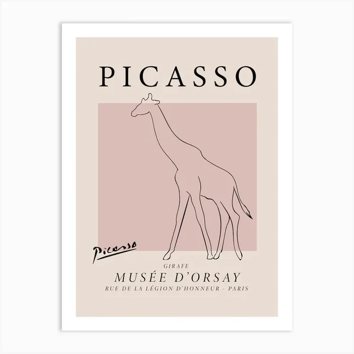 Giraffe – Picasso Style Art Print by Scandinavian Design